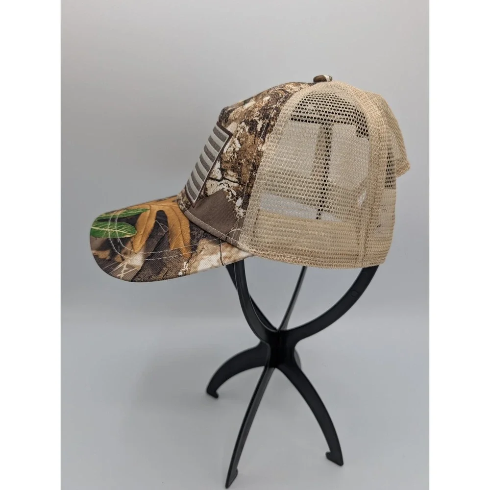 Camo Trucker Hat With American‎ Flag Patch OSFM Infinity Adjustable Mesh Back